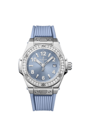 Hublot Big Bang Coal Blue Diamonds 485.SX.717B.RX.1204 - cassa titanio - cinturino gomma azzurro ghiaccio - quadrante azzurro ghiaccio con datario
